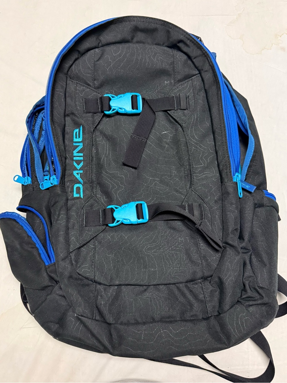Dakine Black Backpack with Bright Blue Accents